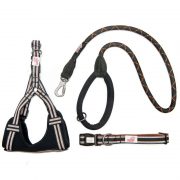 Long Paws Comfort Collection - Black Collar, Harness & Leash 110cm